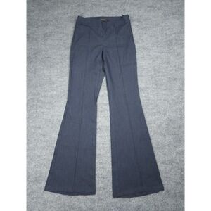 St John EMMA Pants Women 2 Blue Gray Cotton Nylon Blend Flare Pleated Stretch